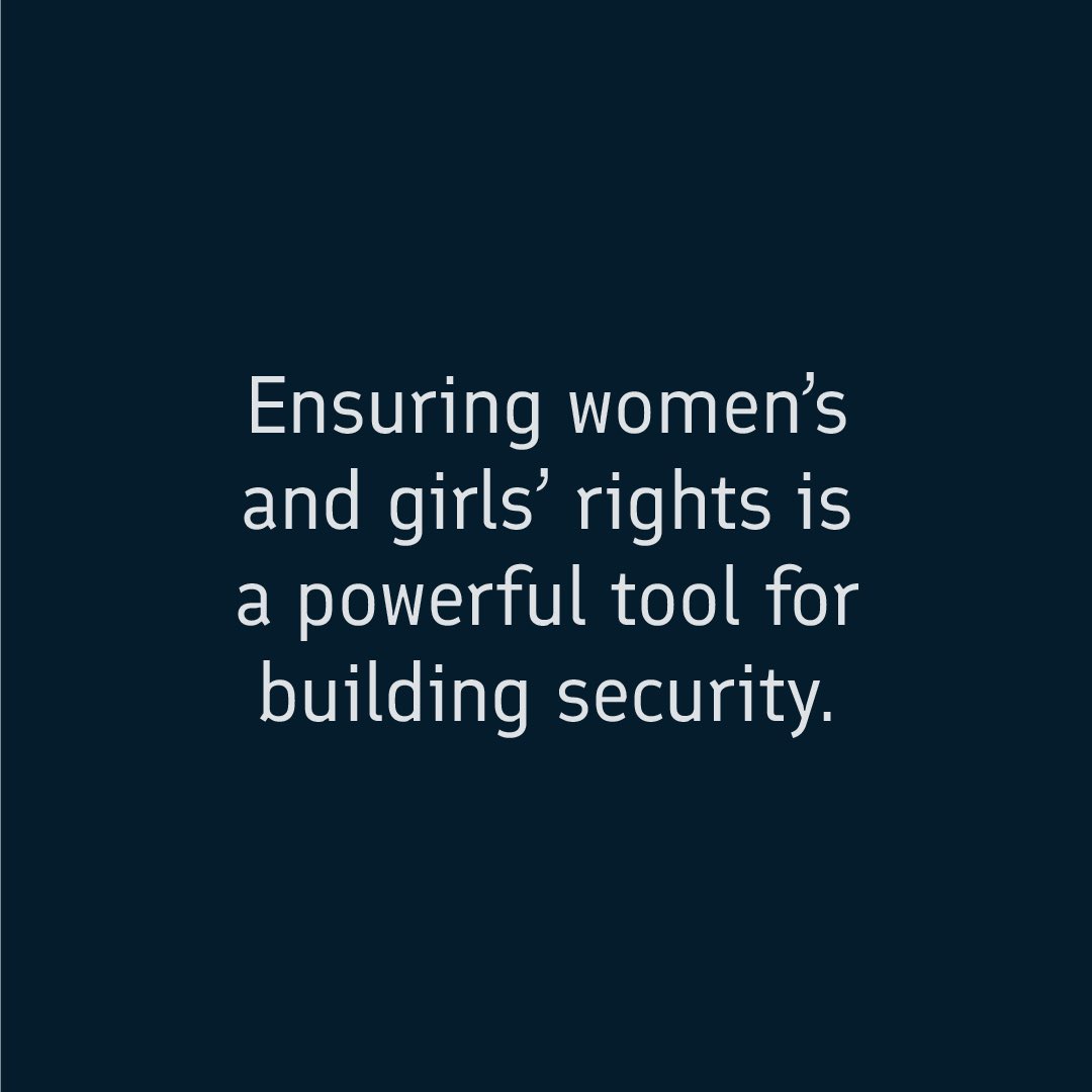 Ensuring women’s &amp; girls’ rights is a powerful tool for building security. Boys &amp; men are key allies in combatting discriminatory social norms and gender stereotypes &amp; ending sexual and gender-based violence. Success in these efforts makes societies more stable and benefits all.
