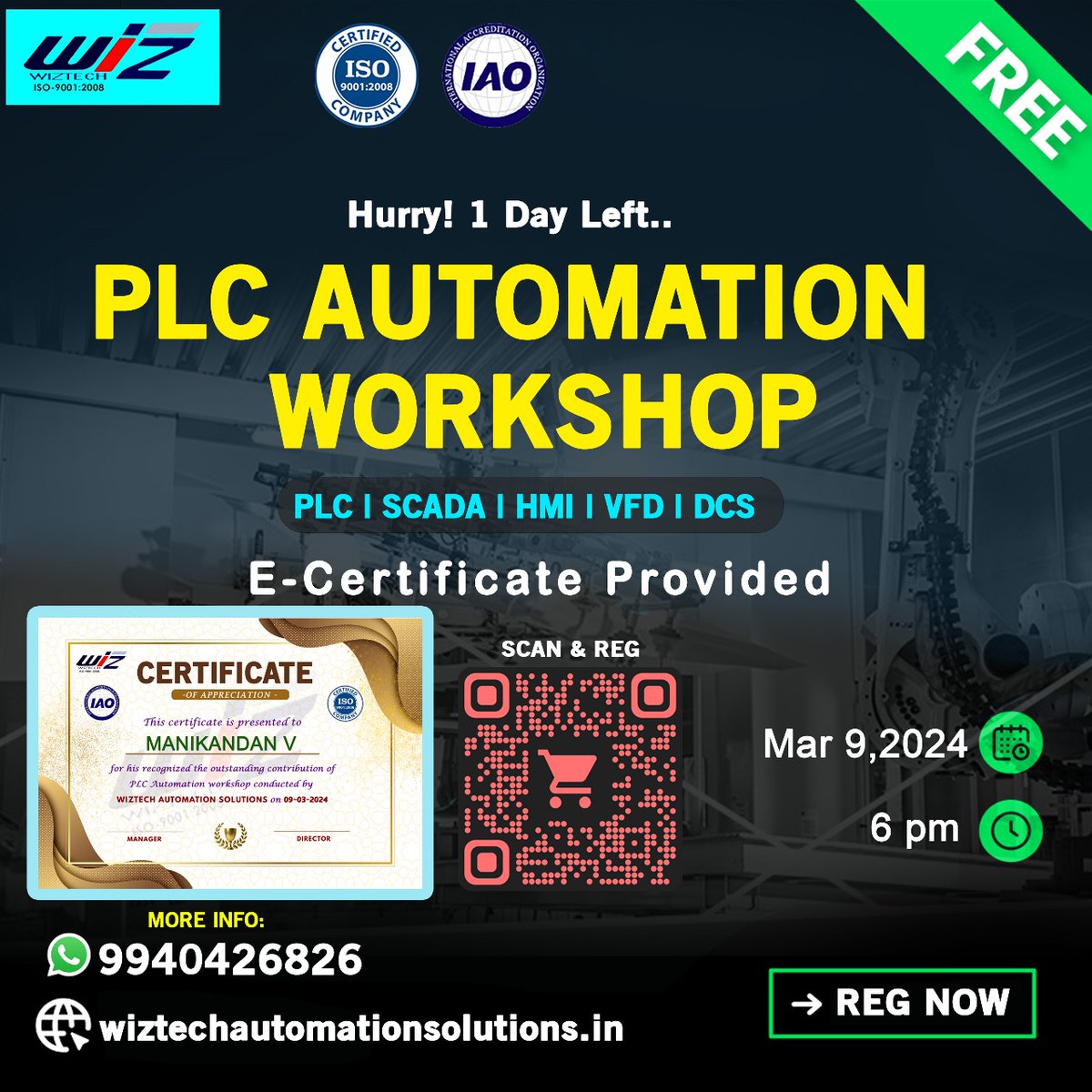 FREE WORKSHOP FOR PLC AUTOMATION WITH CERTIFICATION

Fill out this Form :
forms.gle/iLV9c6wpAcptPs…

Join our Whatsapp to get exclusive updates :
chat.whatsapp.com/FHiGQglYGUP8G0…

#workshop #freeworkshop #plcworkshop #students #engineering #engineeringstudents #plcscada
#bestworkshop