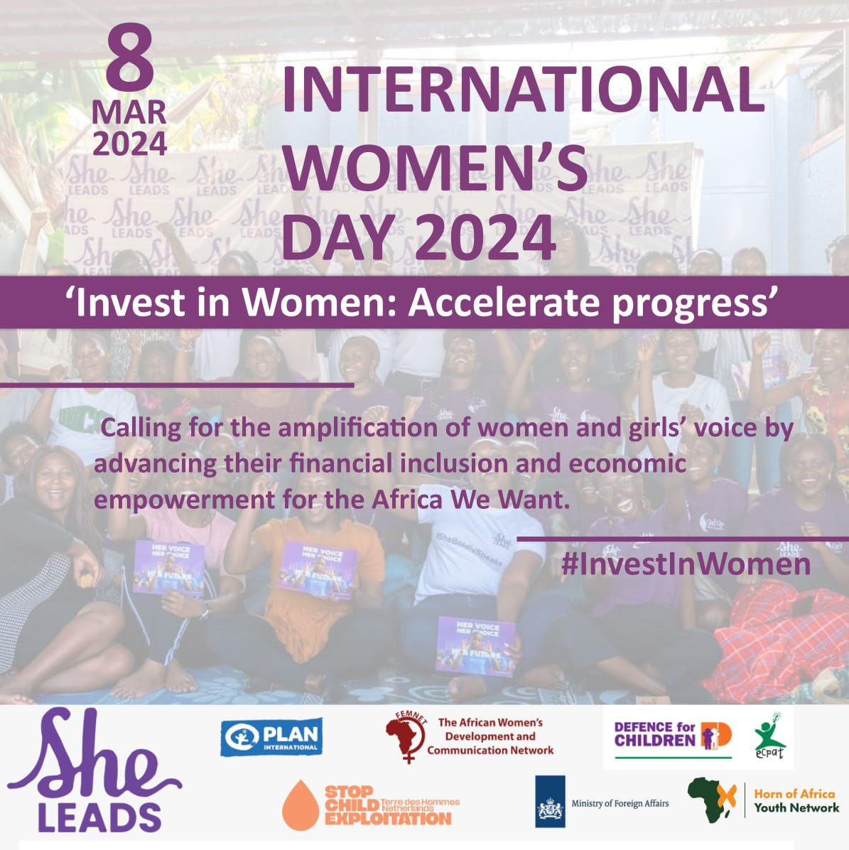 As we commemorate this day, we celebrate every girl, young woman & all African women. We call upon the AU, member states and developed partners to #InvestInwomen & girls' education, economic empowerment & inclusion in decision making spaces. #InternationalWomensDay