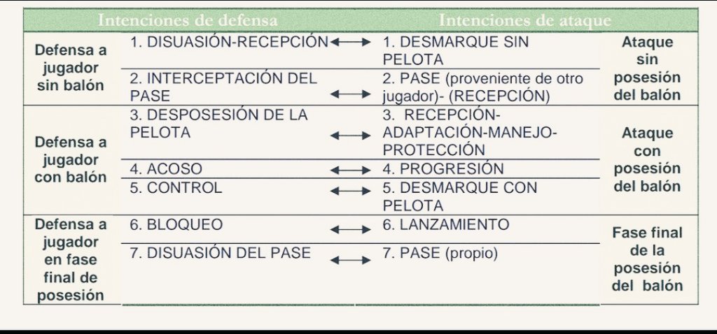 Los principios fundamentales definidos por Bayer (mantener, progresar y finalizar...etc), son utilizados por multitud de autores, entre otros 
por Lasierra Aguilá, aplicándolos para explicar las intenciones tácticas que existen en 
defensa y ataque, como muestra la imagen.