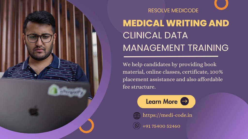 ResolveMedicode's tweet image. Ready to master the art of medical coding and clinical data management? Look no further!
medi-code.in/training/medic…
#MedicalWriting #ClinicalDataManagementCourse #MedicalCodingTraining #MedicalCodingCourse #MedicalCoder #OnlineMedicalCodingCourse