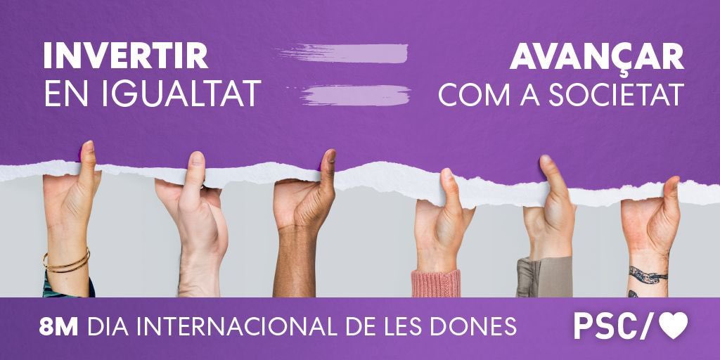 EbrePSC's tweet photo. Ara toca feminisme
Invertir en igualtat és avançar com a societat 
#8M #8M2024 #PSC/💜 #feminisme https://t.co/icewC9i7EN