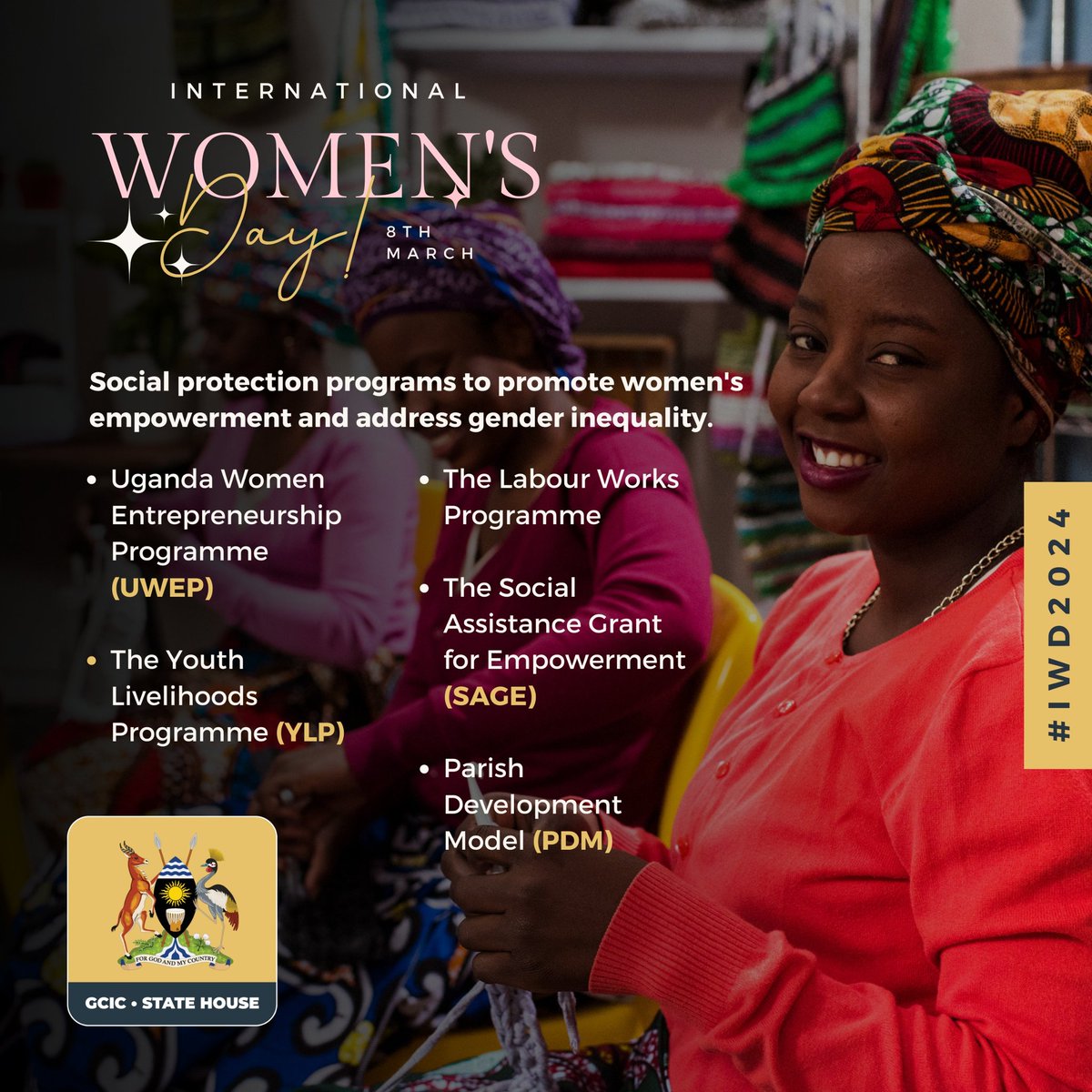 Happy women's day! Here are some of the social protection programs set up by @GovUganda to promote women's empowerment & address gender inequality. 
#OpenGovtUg