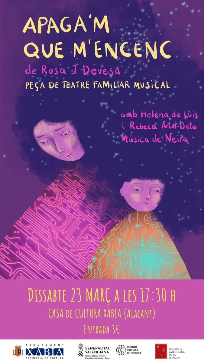 El 23 de març a les 17:30h a la Casa de la Cultura de Xabia, Apaga’m que m’encenc. El nostre musical familiar sobre l’addicció als mòbils. <a href="/lovelatetalisa/">Compañía SaludArte</a> <a href="/rousdevesa/">ROUS DEVESA</a>