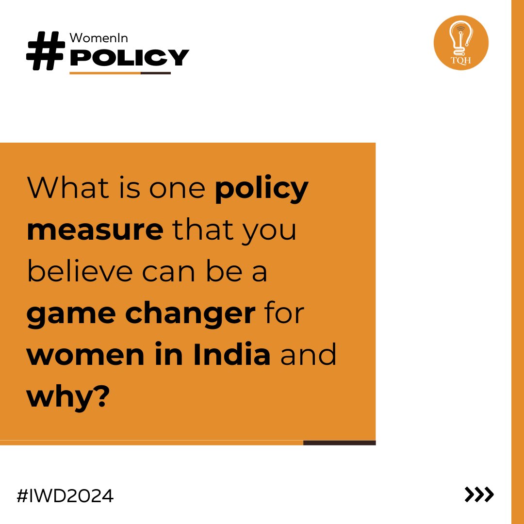 tqh_policy's tweet photo. At TQH, we work extensively on issues of gender, so in some sense, every day is women’s day for us! 
Engaging with these topics has helped shape much of what we believe can move the needle on women’s empowerment. This year, on International Women's Day, we asked the #WomenInPolicy in our organisation for their views on game-changing policies for women. 

Take a look at what they said! A thread 🧵 (1/3)

#IWD2024 #Gender #PoliciesForWomen