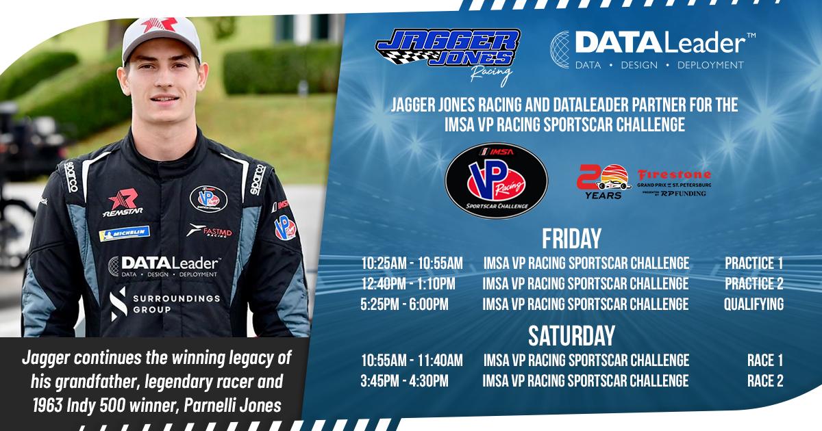 DATALeader1's tweet photo. Let's Go Jagger 🏎
#DataLeader a @ProspectsPLUS company is sponsoring @jaggerjones98 for the @IMSA VP RACING SPORTSCAR CHALLENGE this weekend at the Grand Prix Of St. Petersburg.
#DataLeader #JaggerJones #IMSA @jaggerjones98 https://t.co/EuCcrkU2QO
