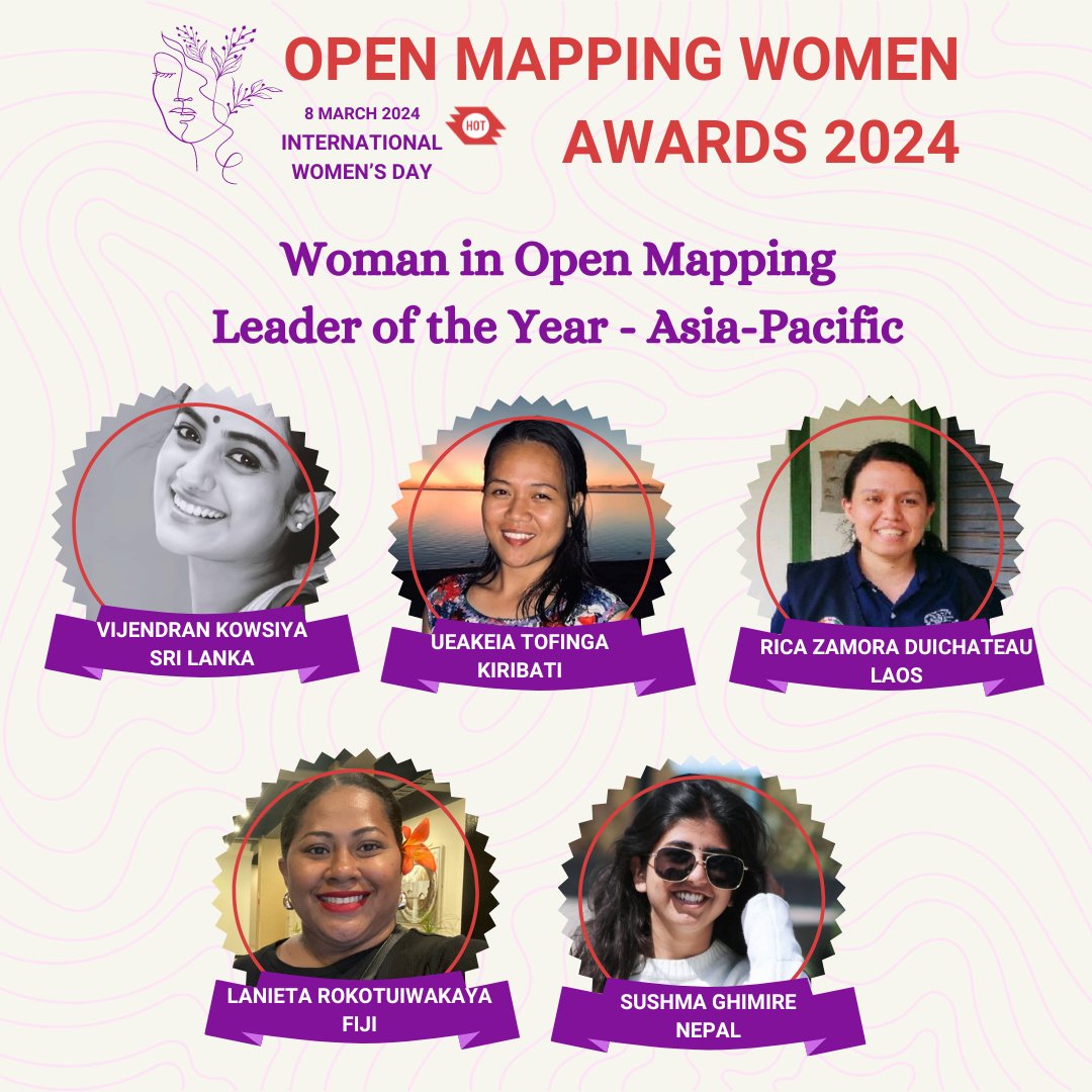 4/6 #OpenMappingWomenAwards2024 #IWD2024 💜 Fourth category: Woman in Open Mapping - Leaders of the Year 🗺 Woman who led & has made significant impact on #opendata, #openmapping & #openstreetmap use and/or community-building. Celebrate HER leadership in the quote RT! ⬇️🔁