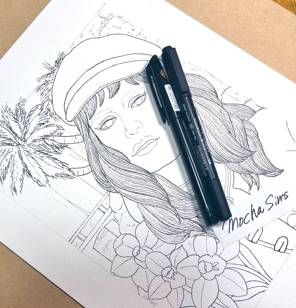 sims_mocha's tweet photo. ①お花のディテールを入れて下絵が完成🤩
②描くスピードが相当上がったので増える増える😶
後はペンを紙の凹凸になるべく取られないようになりたいな💭
今日必要だった筆に手違いが発生したため塗りは後日🎨
#SimsArt #水彩画 #ペン水彩 #モカ水彩 #イラストスケッチ https://t.co/UjqgQi3A1M