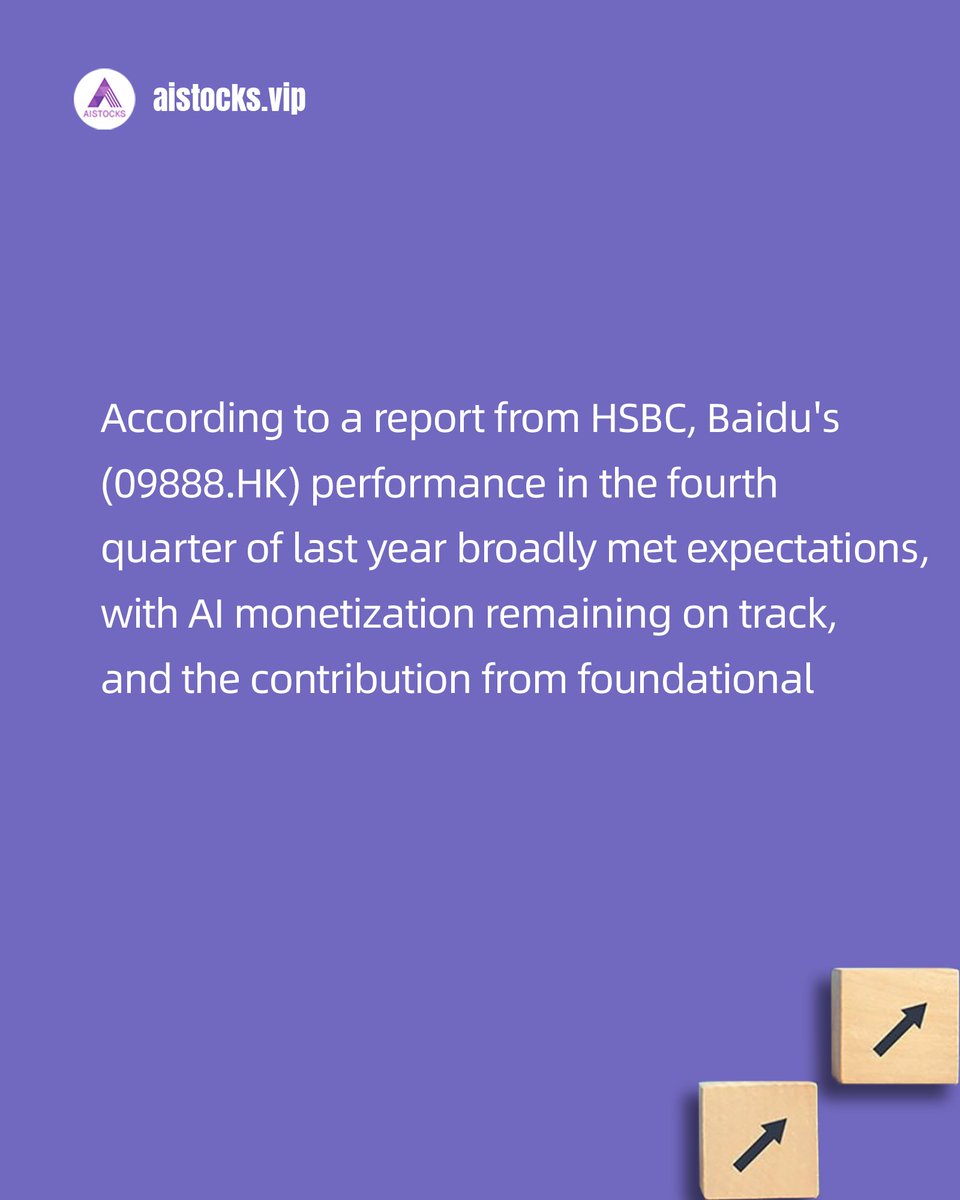 AISTOCKS_SG's tweet photo. ใHSBC Rates Baidu (https://t.co/jebpu7xzYj) as "Buy", with a Target Price of HK$153.1!ใ
#BAIDU #AMZN #BYD #BYDDF #AAPL #GOOGL #MSFT #META #TSLA #BAC #NDAQ #GOOG #TCEHY #BIDU #taiwanstocks #chinesestocks #hkstocks #usstock https://t.co/jhVwT2Dx42