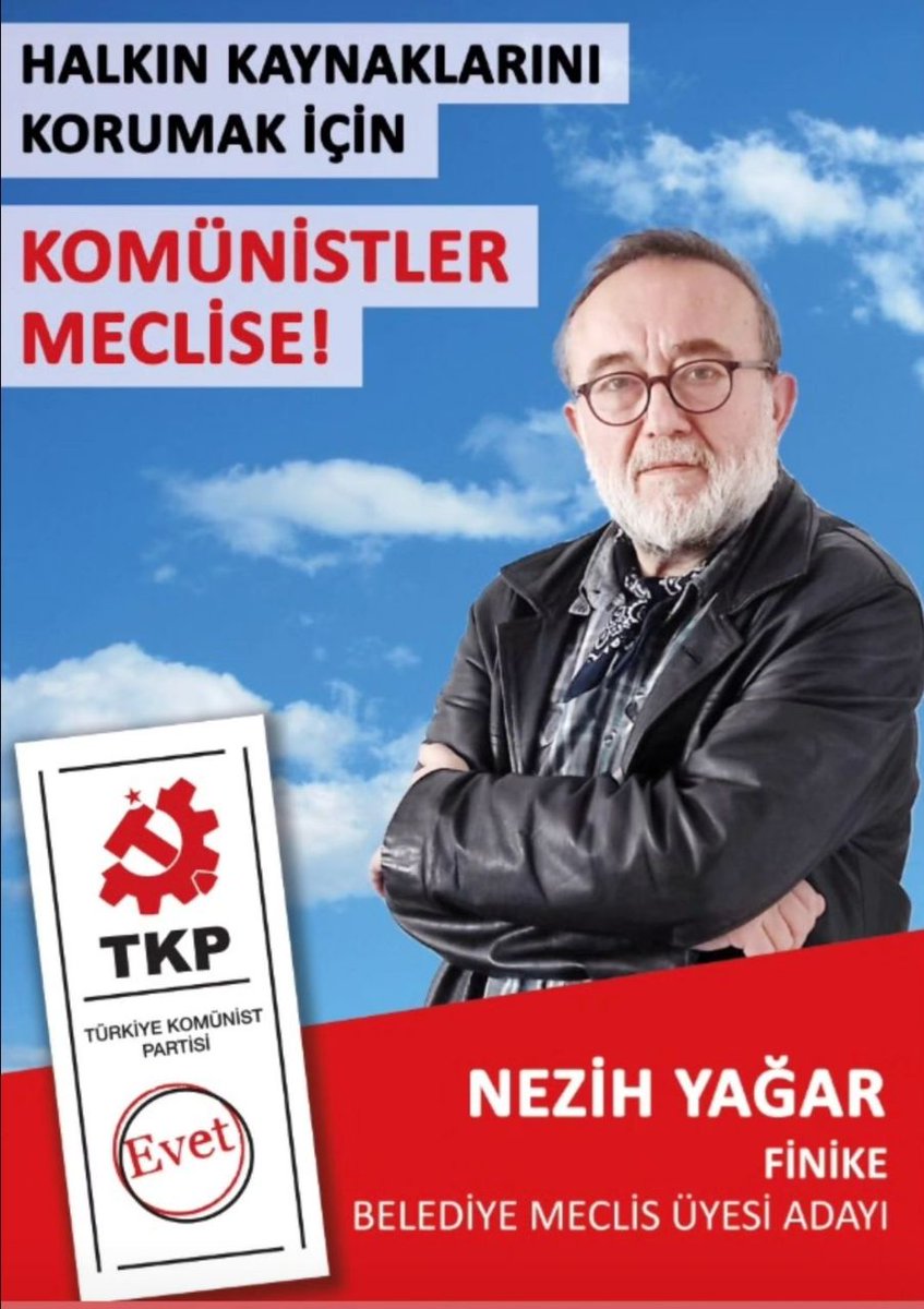 🚩Halkın kaynaklarını korumak için komünistler meclise!

#Finike belediye meclis üyesi adayımız  Nezih Yağar.. 

#OylarTKPye <a href="/tkpantalya/">TKP Antalya</a>
