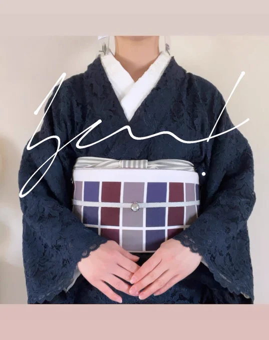 レース着物、あんまり甘く着ないから小物はちょっと可愛いめにしてる。#youkimono 
