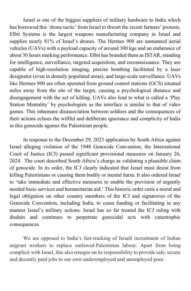 HRF_Humanrights's tweet photo. Press Release:

Adani’s Greed Amidst the Genocide in Gaza

The Human Rights Forum strongly condemns Adani’s recent agreements with Israel that include the sending of advanced drones with the clear potential to be deployed in aid of the ongoing genocide of Palestinians in Gaza. https://t.co/DyPTnVaJhG