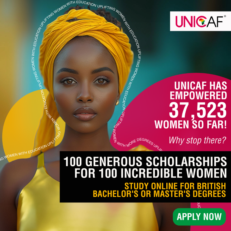UNICAForg's tweet photo. 100 Incredible women can study online for a British Bachelor's or Master's degree with 100 generous Unicaf scholarships