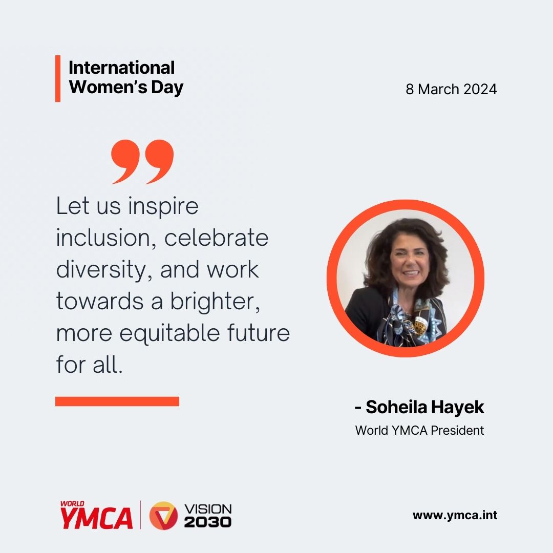 🌍🌎🌏 This International Women's Day, World YMCA President Soheila Hayek urges us to reaffirm our commitment to the fight for gender equality. 💪 

➡️ Read the article: bit.ly/3P9OJwB

#IWD #InternationalWomensDay2024