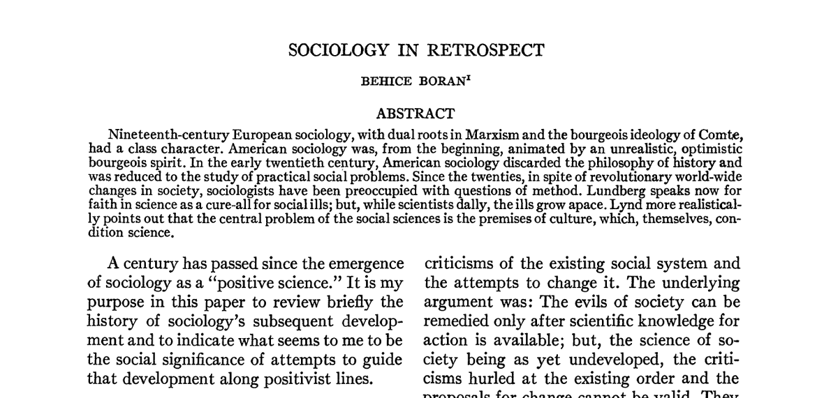UlasSunata's tweet photo. Behice Boran'ın American Journal of Sociology'de 1947 yılında yayınlanan makalesini bilir misiniz?  Bu da Türkiye sosyolojisi açısından bir "ilk"tir sanıyorum. Hatırlayalım. #8Mart https://t.co/AAkxr5LejU