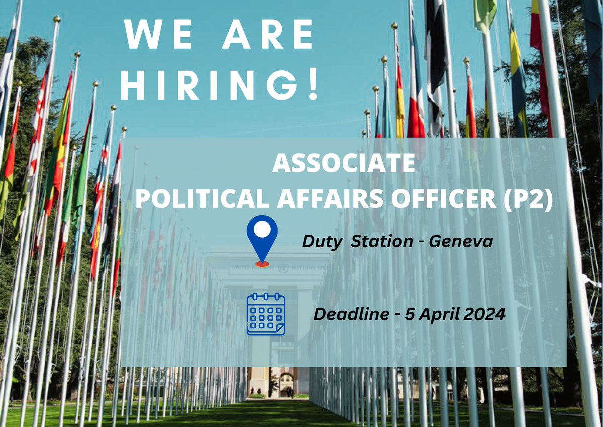 📢We are hiring an Associate Political Affairs Officer to join the #1972BWC team @ODA_Geneva Branch. Find out more about the role and how you can apply here 👉 careers.un.org/jobSearchDescr…