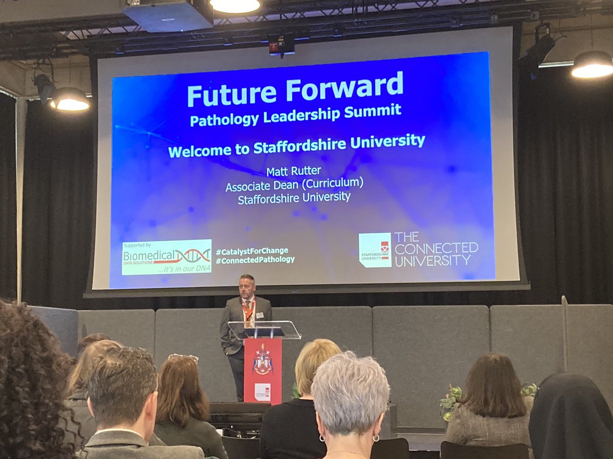 Exciting day today @StaffsUni a great turn out, lots of leaders, for one purpose #CatalystForChange #ConnectedPathology 💙@IBMScience