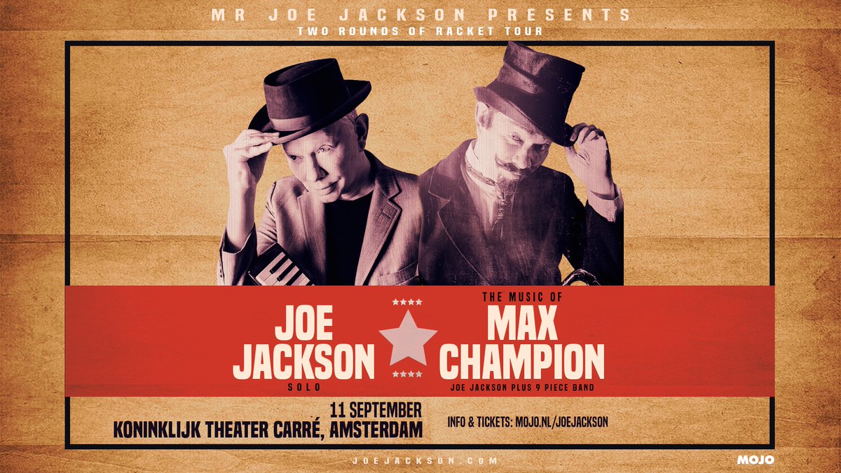 ⭐ @JoeJacksonMusic komt naar Nederland met Mr Joe Jackson Presents: Two Rounds of Racket Tour. Op 11 september 2024 staat de Britse muzikant in @theatercarre met een bijzondere show. 🎫 De ticketverkoop start vrijdag 15 maart om 11:00 uur via: bit.ly/JoeJackson24-TW