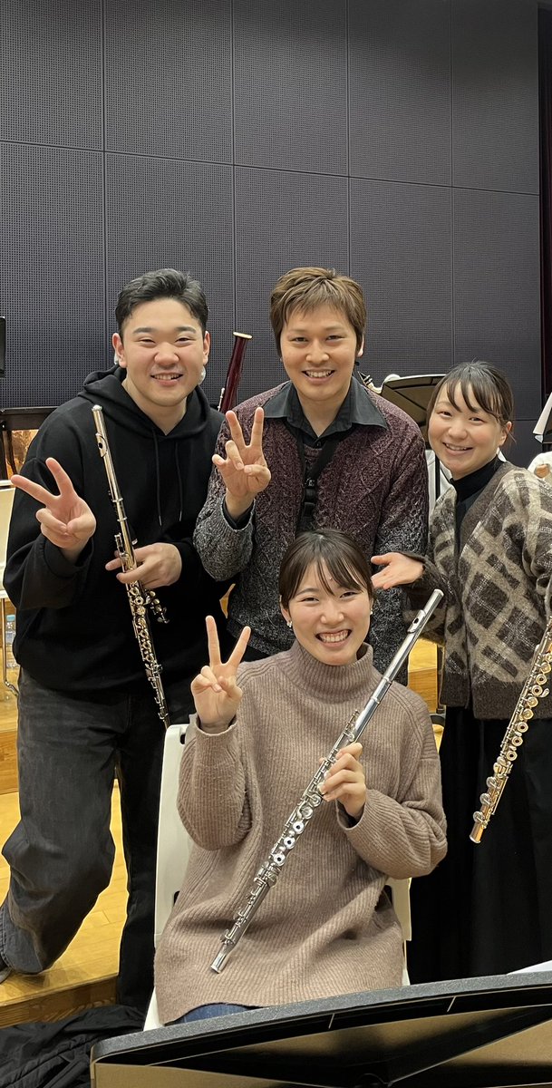 kentomotegi's tweet photo. グラウベン木管合奏団のリハでした！

フルート、ホルンの皆さんと^ ^

チケットご予約はメンバーからも可能ですのでぜひお問い合わせください♪
皆様のご来場をお待ちしています^ ^

#木管 https://t.co/Cxe63nYv0E