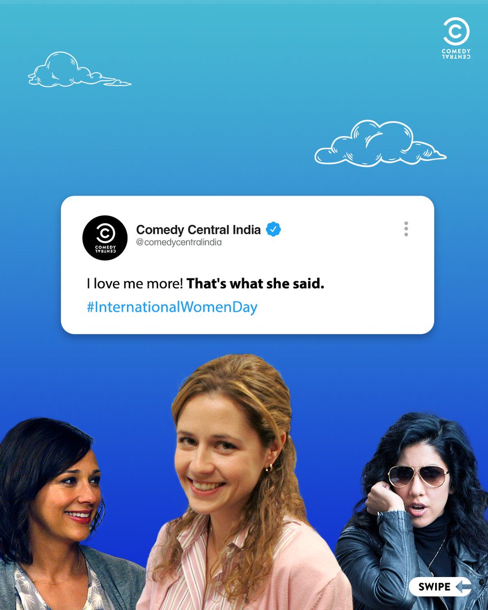 ComedyCentralIn's tweet photo. I don't need you for this!"
That's what she said.
Keep the chain going in the comments below.
#InternationalWomensDay #WomensDay #ComedyCentralIn https://t.co/G8ph66FcfP