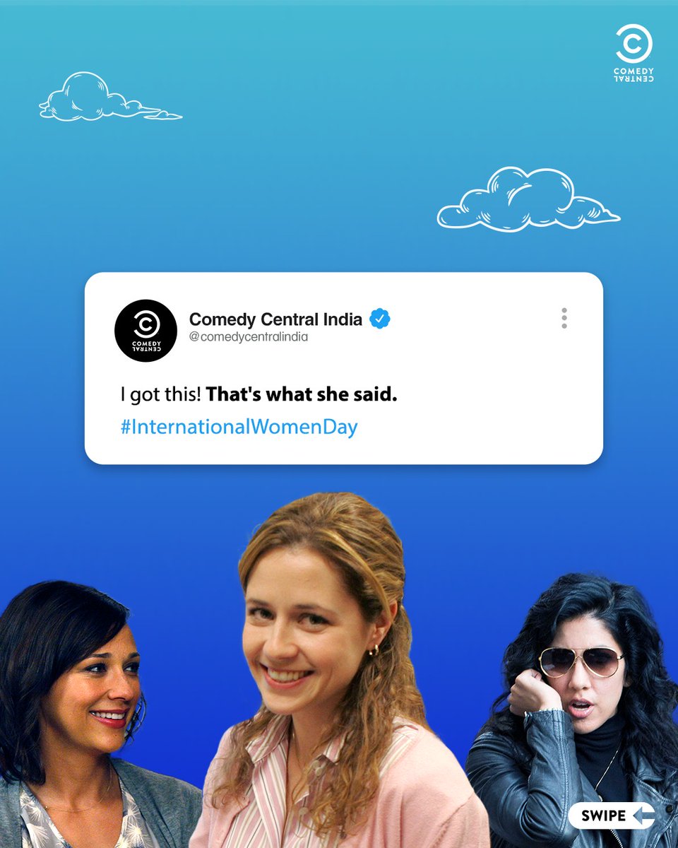 ComedyCentralIn's tweet photo. I don't need you for this!"
That's what she said.
Keep the chain going in the comments below.
#InternationalWomensDay #WomensDay #ComedyCentralIn https://t.co/G8ph66FcfP