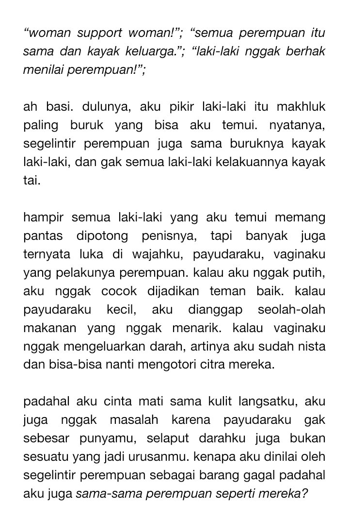 sulfurome's tweet photo. selamat hari perempuan, aku harap setelah ini aku nggak lagi jadi bulan-bulanan atau dianggap saingan. https://t.co/8BRjHo7ztH