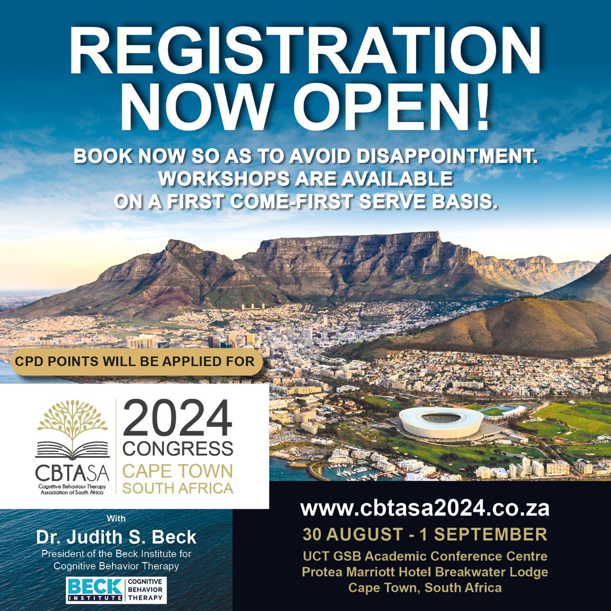 Save the date! CBTASA Congress, Cape Town South Africa, 30 August - 1 September 2024. cbtasa.co.za/cbtasa-congres…