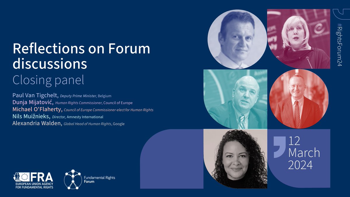 What will we learn at the #EURightsAgency #RightsForum24? Follow the panellists as they take stock of the thematic discussions & underline the role #HumanRights play in shaping our European societies. Register here: fundamentalrightsforum.eu/registration/r…