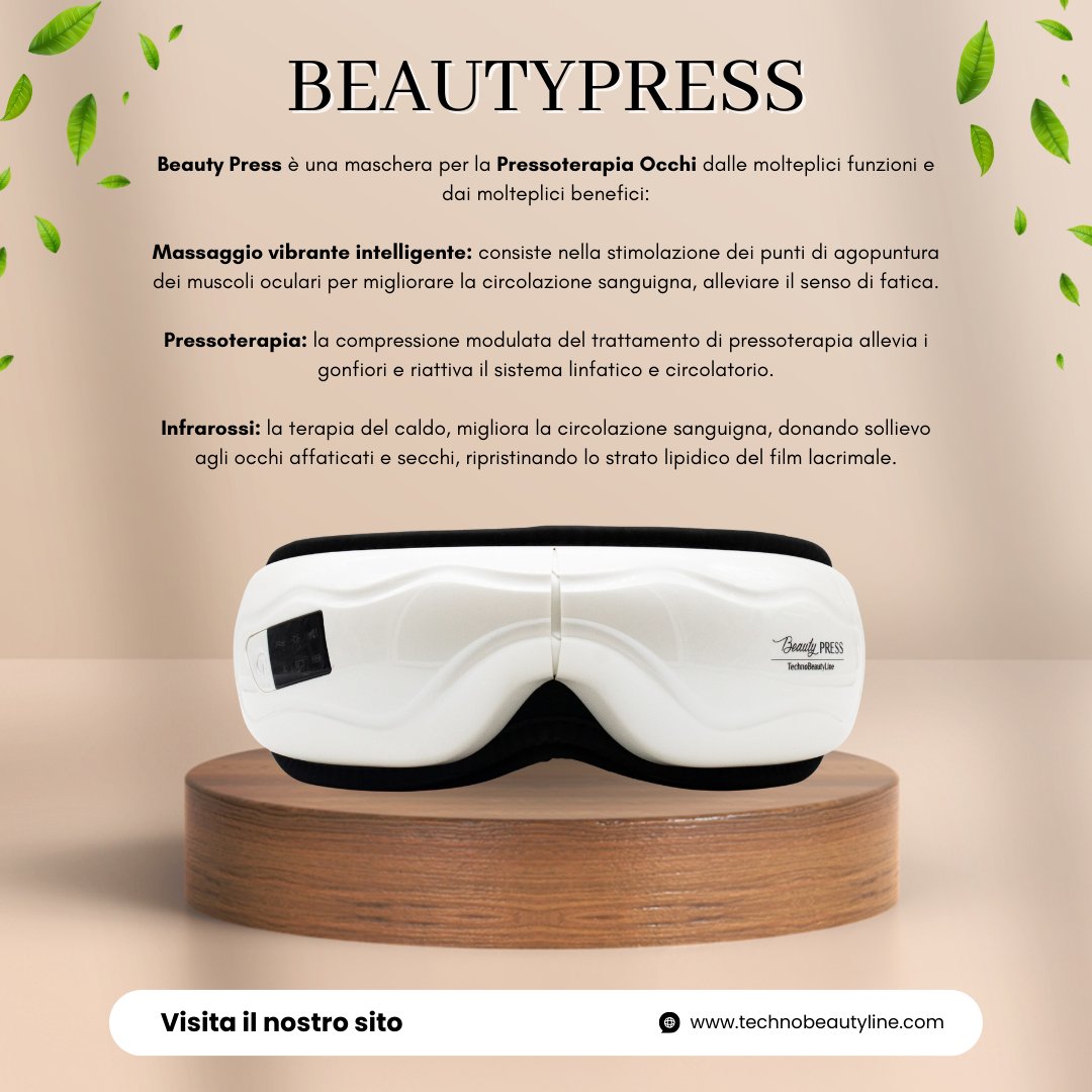 TBeauty_Line's tweet image. Elimina borse e occhiaie in totale relax!
La Pressoterapia occhi effettua un massaggio vibrante rilassante che aiuta a migliorare la circolazione sanguigna e a ridurre lo stress.

#technobeautyline #italiantechnology #skincare #therapy #eye technobeautyline.com/prodotto/beaut…