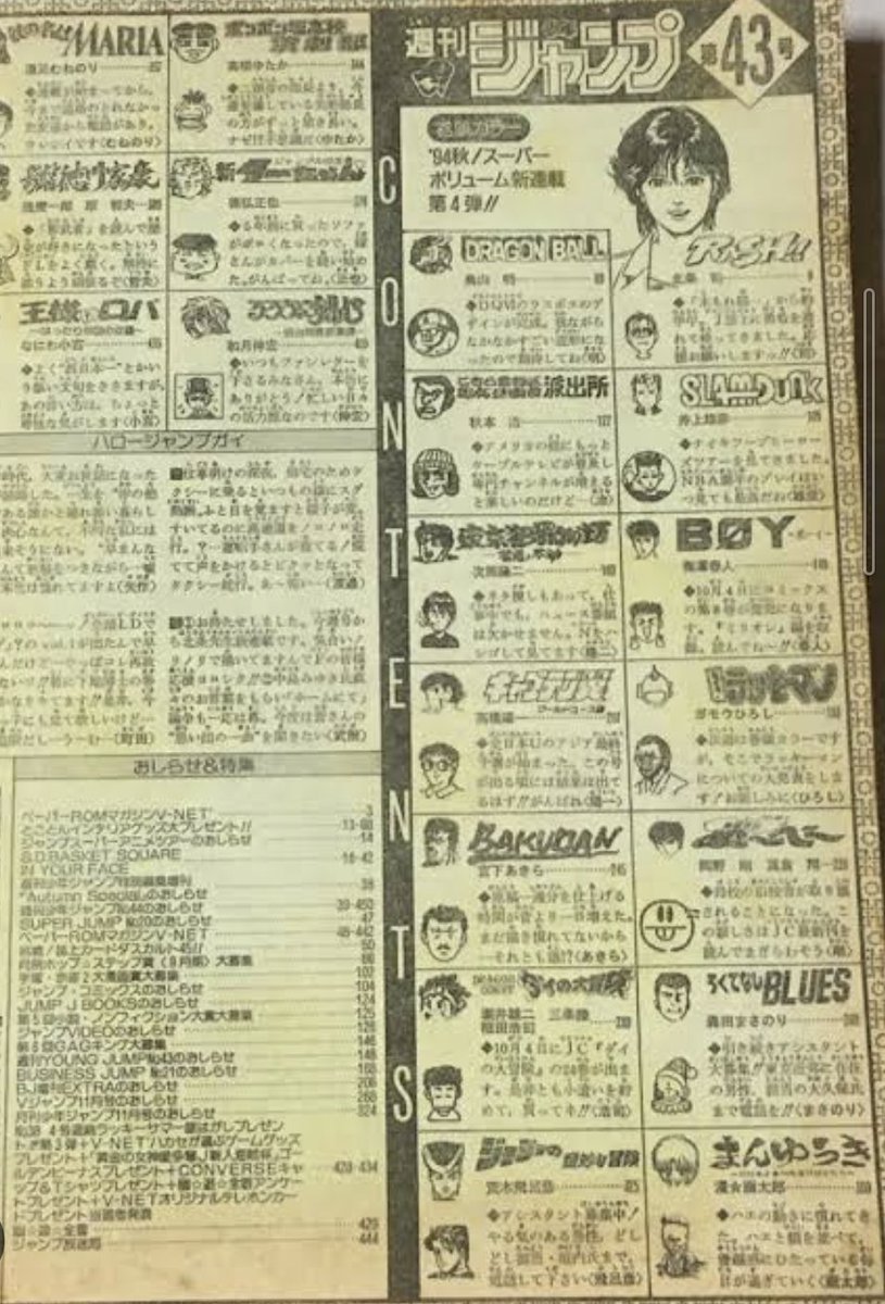 平成3年黄金期のジャンプ。ラインナップが豪華過ぎた。 ドラゴンボール