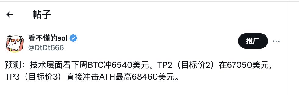 趋势分析：
回顾上周的趋势分析，我们的预判非常精准，详见上周的文章（如图）。趋势分析的目的是为了更好地掌握市场走向，从而制定有效策略。

接下来，我将主要关注降息的动向：

综合各方信息，今天发布的非农就业数据可能将决定市场未来的方向。我将提前做出预判（马前炮），认为3月份可能会宣布降息，若此成立，3月的市场主要趋势将变得明朗。

1、比特币价格预计将在66500至68000之间震荡，但以64440、66550、66850的结构来看，底部似乎有所抬高。今晚非农就业数据的发布值得关注，这将是我预判降息可能性的关键点。

2、有很大的可能性，3月将迎来降息利好消息。若降息确实实施，比特币在3月可能会达到一个阶段性高点（72000至80000），这将为山寨币的大幅补涨提供机会。

3、随后的调整可能会比预期来得更早，但调整后市场可能再次进入上升周期。6月至9月，比特币的价格有可能触及10万美元，这并非夸张。

4、趋势可能表现为比特币市值比重达到顶峰，随着资金的流出，山寨币将迎来补涨，比特币的市场份额将减少，而T3级别的山寨币份额上升，从而推动整个市场达到最后的高潮。

5、如之前所预测，如果今年比特币和以太坊均能创出新高，那么主要投资者将获得巨额回报，全球资本市场可能面临一次大规模的利润回收。这一收割季节可能会在圣诞节前夕到来。

预估：山寨大概率在ETH完成新高之后，回到21年牛市的顶峰附近。

说了这么多，其实想表达的就是，第四轮减半行情即将来临。如果你对这个不抱希望，那么也许是时候撤退了。

但如果你准备好了，那就不要急躁，也不要胆怯。选好目标，策略到位，大胆进场，分批建仓，控制住那颗想要随时操作的心。