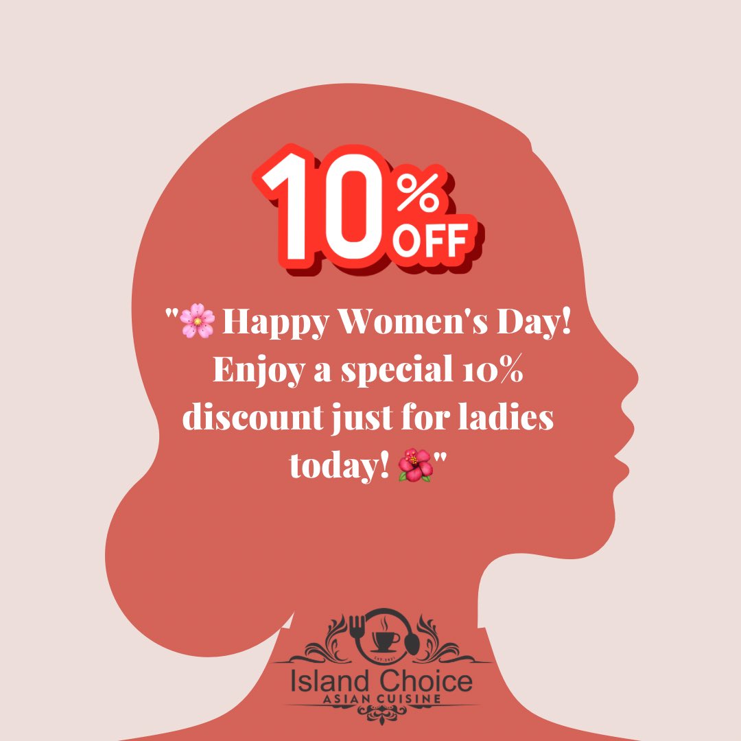 IslandChoicemv's tweet photo. 🌸 Happy Women's Day! Enjoy a special 10% discount just for ladies today! 🌺 #WomensDay #SpecialOffer
#islandchoice #nepalifood #food https://t.co/8XPlPvQ3aw