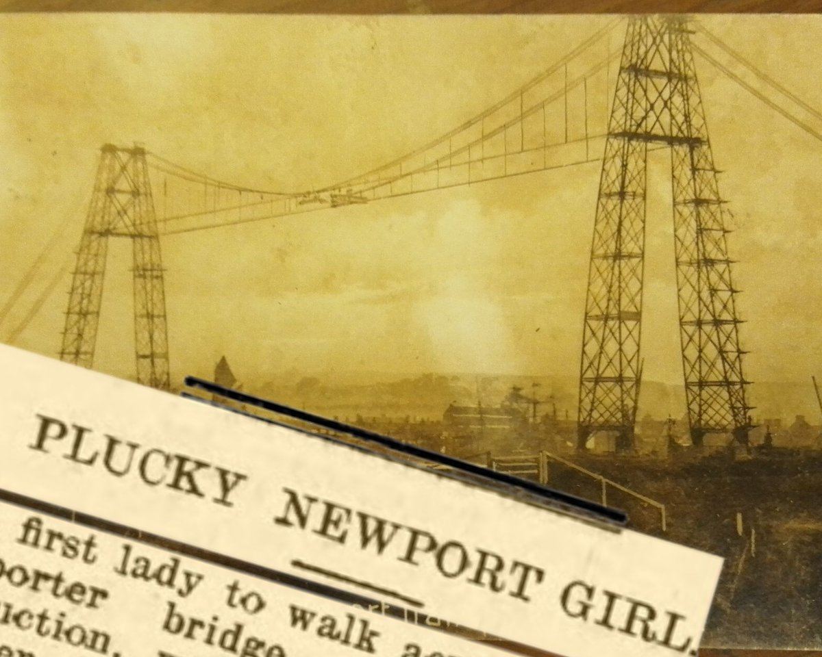 #InternationalWomensDay and we’re celebrating a true @NpTbridge pioneer – Beatrice Stevenson, first woman to walk across the Bridge – but along 2 timber planks with a total width of 18 inches… Newspaper headline from 1905: ‘Plucky #Newport Girl’!