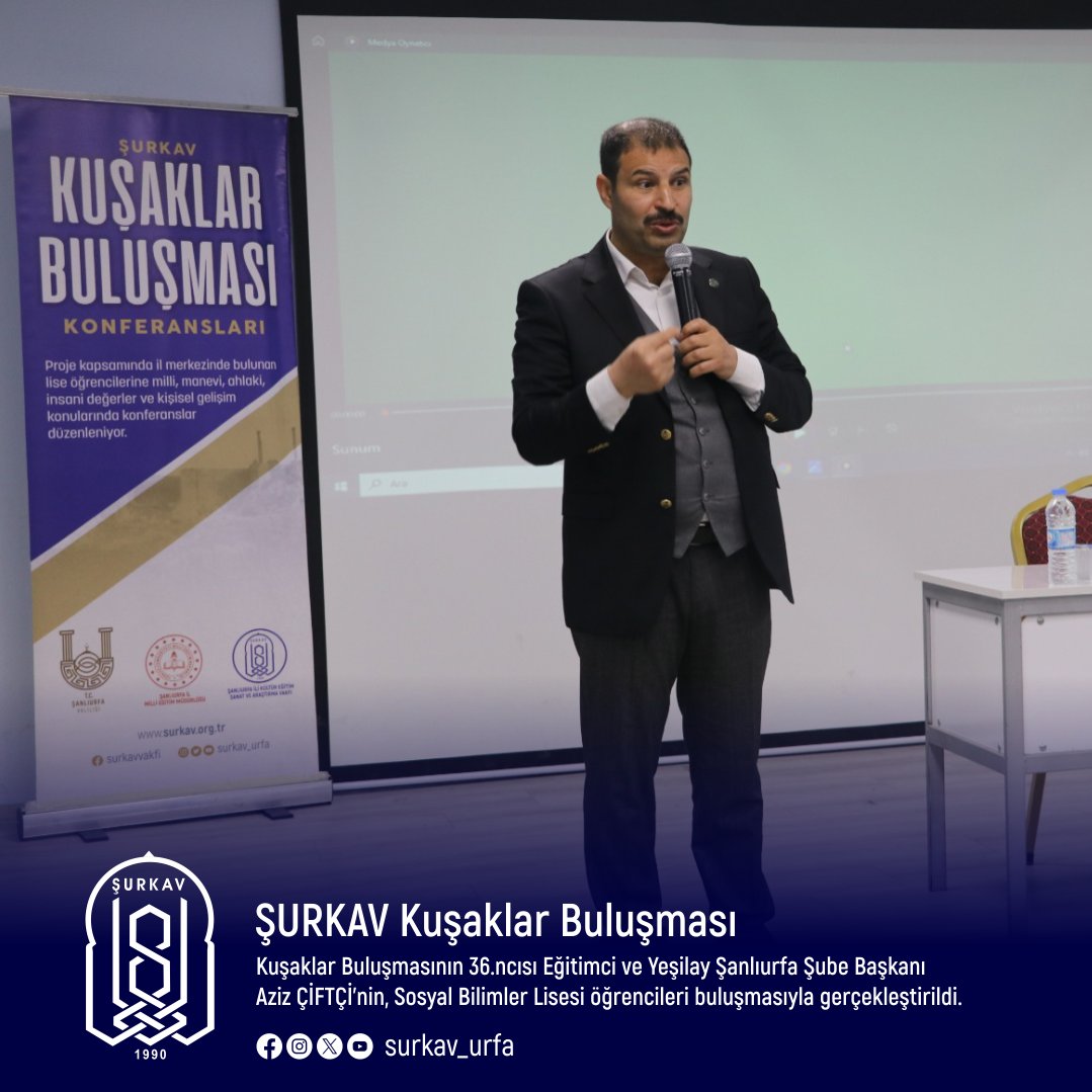 surkav_urfa's tweet photo. Kuşaklar Buluşmasının 36. ncısı Eğitimci ve Yeşilay Şanlıurfa Şube Başkanı Aziz ÇİFTÇİ’nin, Sosyal Bilimler Lisesi öğrencileri buluşmasıyla gerçekleştirildi. https://t.co/TvdcoSAz2R