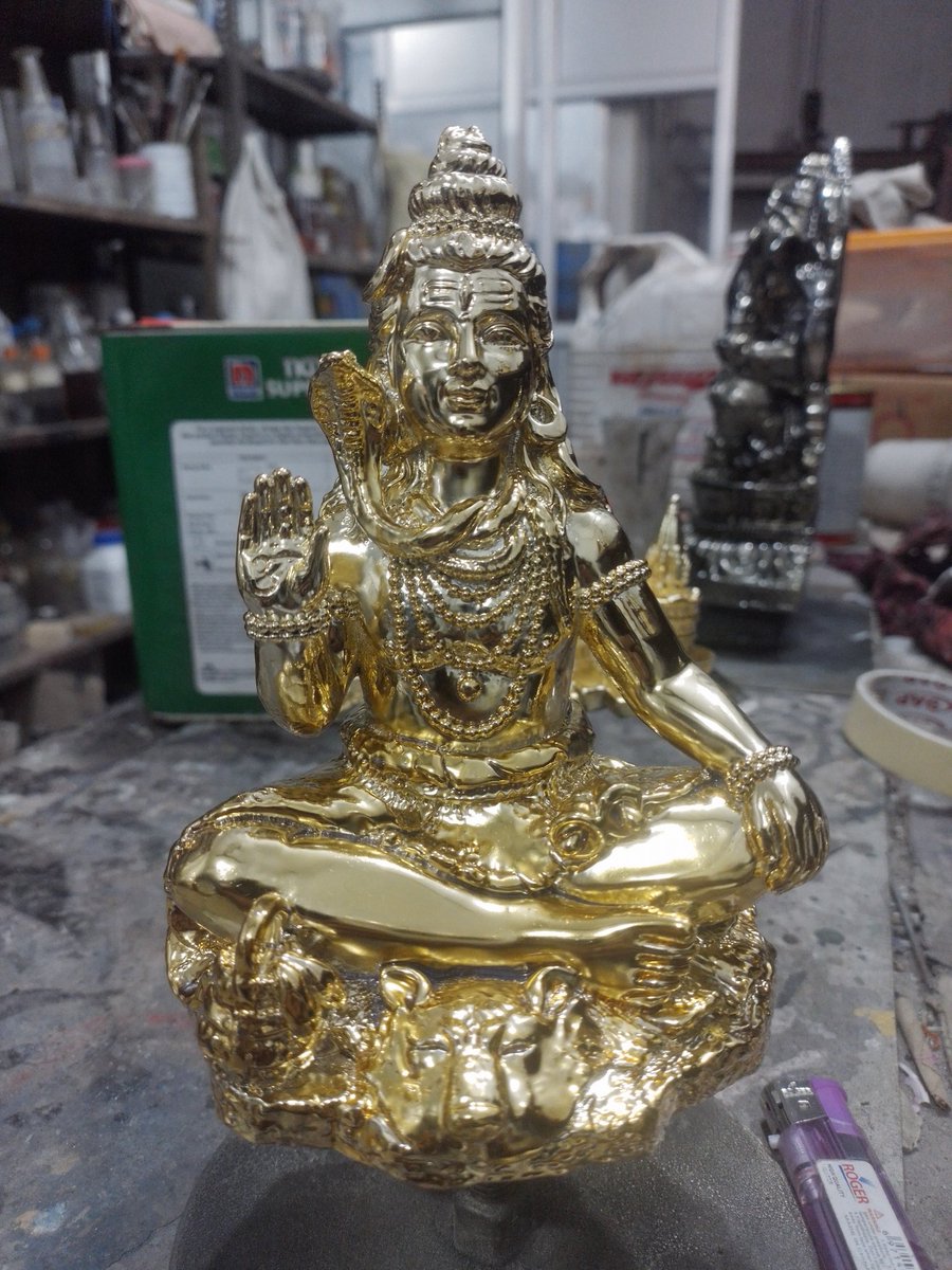 Elegant 6-inch Lord Shiva Statue, meticulously crafted from polyresin and adorned with luxurious gold plating. Buyers and exporters. Contact for inquiries: +91-9312842138. Located in Delhi, India. #handicraft