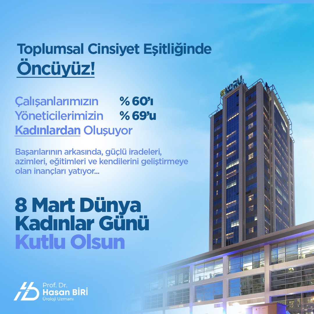 Koru Sağlık ve Turizm Grubu olarak, sürdürülebilir kalkınma hedeflerinden toplumsal cinsiyet eşitliğinde bir adım öndeyiz. Grubumuzda yer alan çalışanlarımızın yüzde 60’ı, yöneticilerimizin de yüzde 69’u kadınlardan oluşmaktadır. 

8 Mart Dünya Kadınlar Günü Kutlu Olsun.