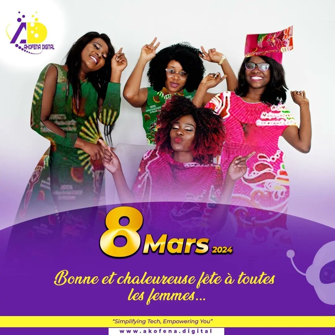 Akofena_Digital's tweet photo. Joyeuse #JournéeInternationaleDesFemmes! 🌸 Célébrons les réalisations et la lutte pour l'égalité. Ensemble, continuons à inspirer le changement. 💪 #8mars #Féminisme#akofenadigital https://t.co/ufgUrWfexB
