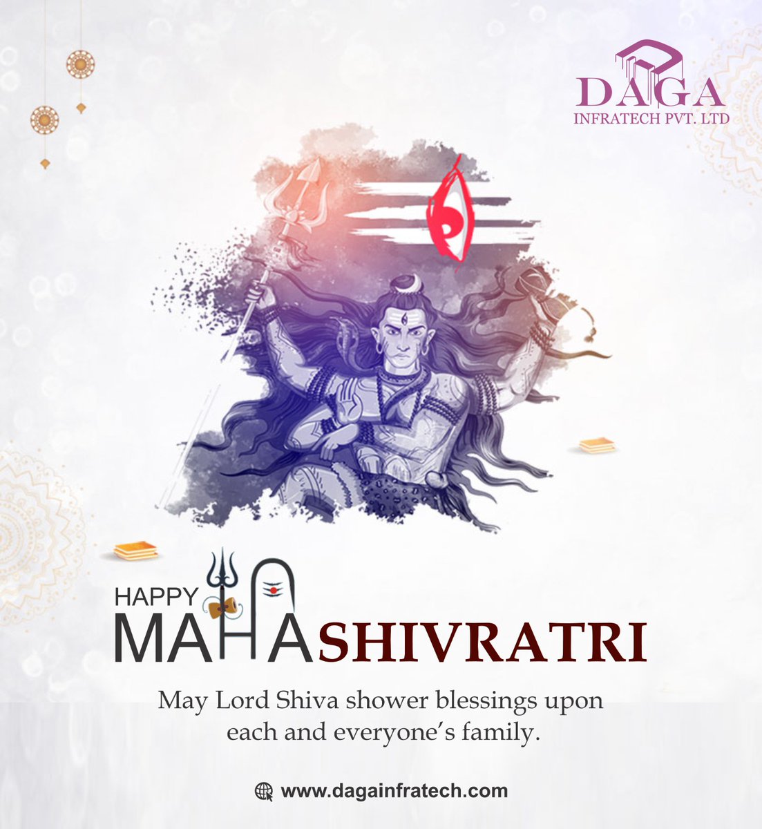 Dagainfratech's tweet photo. On this Mahashivratri, may Lord Shiva bless you with peace, prosperity, and happiness. Om Namah Shivaya! 
#dagaplazzo #Mahashivratri #festival #celebration #realestateinvesting #commercials https://t.co/SPdNP7zt7d