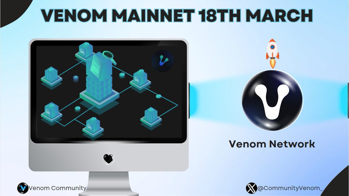 media_sui's tweet photo. VENOM MAINNET 18TH MARCH😍

The moment we have been waiting for has arrived! Are you ready for #Venom Mainnet?

Looking forward to #Airdrop?🪂

♥️,🔁, tag 3 friends + Drop your Venom wallet address now!

#Venommainnet $VENOM #VenomLauch https://t.co/9x9vKpjGqY