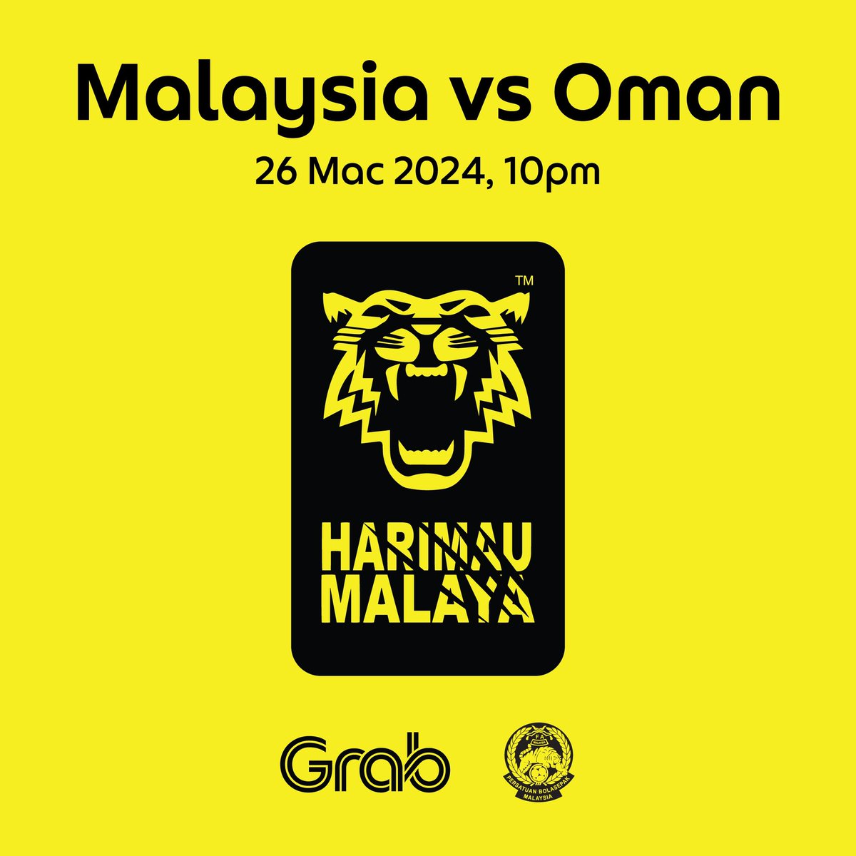 Hey guys, tahu x yang game bola Malaysia 🇲🇾 vs Oman 🇴🇲 akan berlangsung pada 26th March nie? Min plan nak bagi tiket free nie, you guys on x on? Kasi like retweet lebih sikit untuk min proceed 😏. #HarimauMalaya #worldcupqualifier #FAM #FAMxGrab #MalaysiavsOman