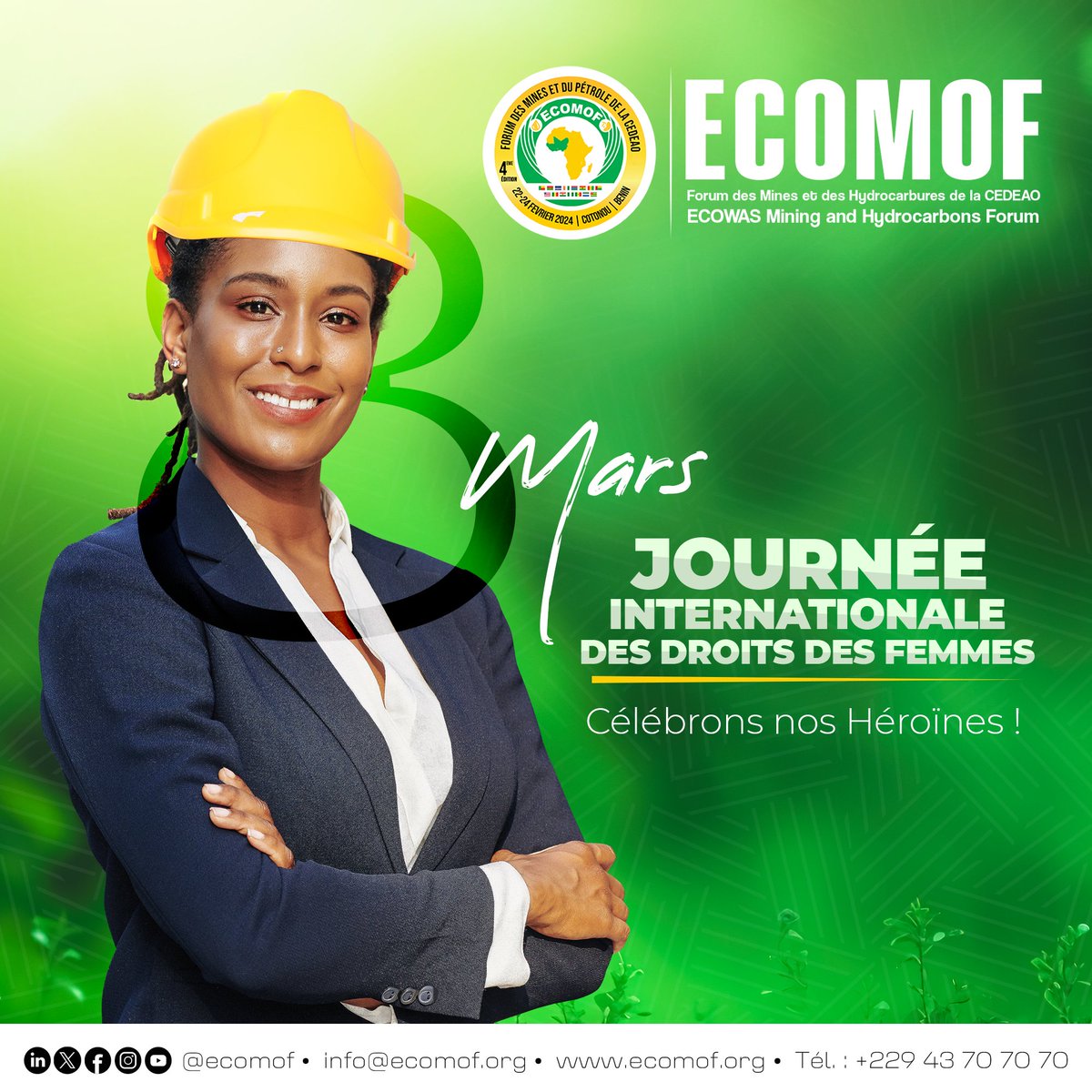 ECOMOF2024's tweet photo. Aujourd'hui et tous les jours, ECOMOF célèbre les femmes qui repoussent les limites, brisent les barrières et changent le monde. Merci pour votre contribution inestimable à notre société!
#8Mars #JournéeDesDroitsDesFemmes https://t.co/zo5bF7OORK