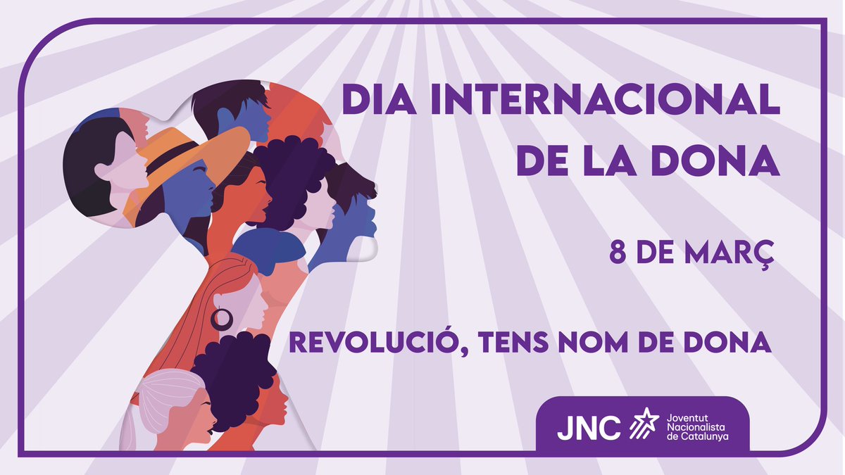 JNCatalunya's tweet photo. 🟣 Avui, Dia Internacional de la Dona, seguim dient ben alt, clar i en català que: revolució, tens nom de dona. https://t.co/S4bOZMt8we