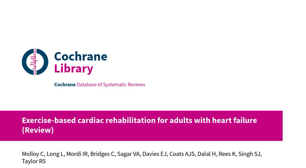 New Cochrane Review 🔥 'Exercise participation likely reduces the risk of all‐cause hospital admissions and heart failure‐related hospital admissions, and may result in important improvements in HRQo' cochranelibrary.com/cdsr/doi/10.10…