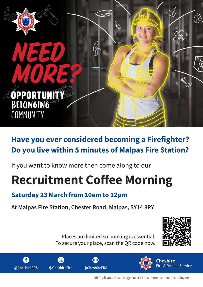 MalpasFS's tweet image. Have you ever thought about becoming an on-call firefighter in your spare time?🧑🏻‍🚒 

Come along to our coffee morning on Saturday 23rd March 10am-12noon 🚒

For more information - orlo.uk/HMyLR