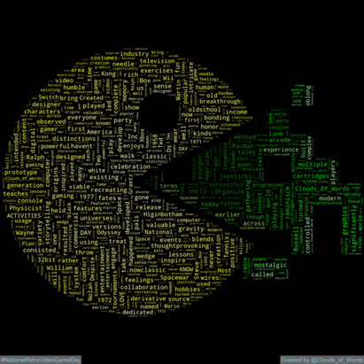 Clouds_Of_Words's tweet photo. 2024-03-08 is #NationalRetroVideoGameDay #RetroVideoGameDay
#WordCloud #WordCloudArt #DigitalArt #Art #Artwork https://t.co/M428zE332C
