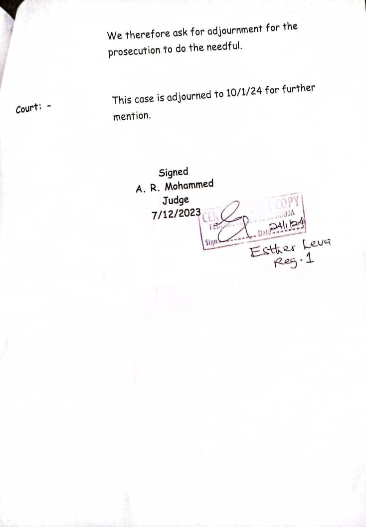 General_Oluchi's tweet photo. What this court document is saying is that the Inspector General of Police, Kayode Egbetokun dragged Chioma Okoli to court over a tin tomatoes review she left on Facebook but never served her the charges after sending men to arrest, harrass, bully and intimidate her for Eric Umeofia. 

The IG of the police is the complaint. Why is the IG of police involved in a civil matter between a consumer and a manufacturer? When did Egbetokun begin picking interest in the tomato business? 🍅 

This is what the police force has turned into! A chamber of intimidation!