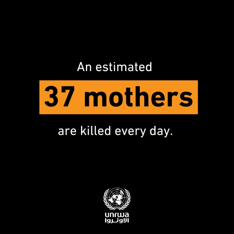 UNRWA's tweet photo. On #InternationalWomensDay, the women in #Gaza continue to endure the consequences of this brutal war.

‼️ At least 9,000 women have been killed, many more are under the rubble.

‼️ On average, 63 women are killed in #Gaza per day - 37 are mothers who leave their families behind.