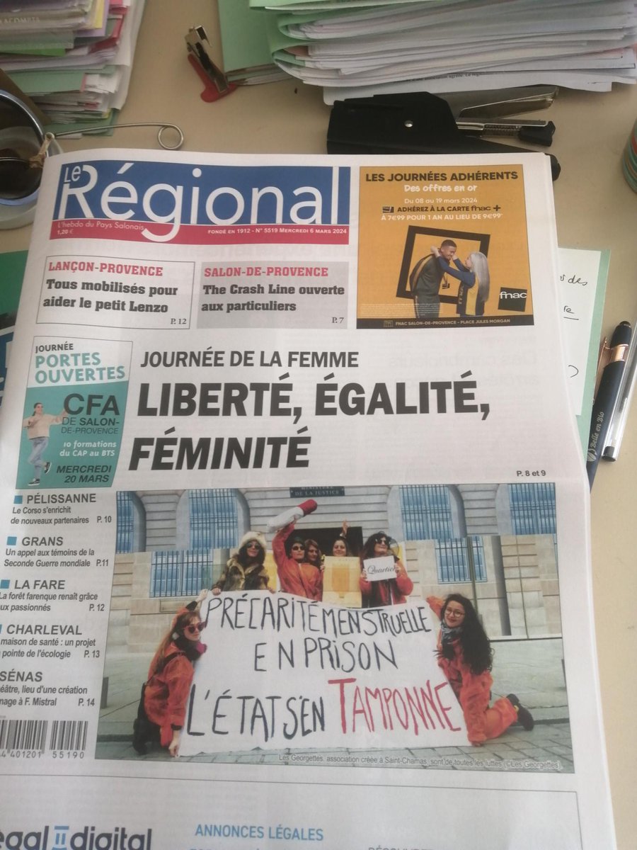 Avec <a href="/Georgette_Sand/">Georgette Sand</a> en Une de <a href="/LeRegional/">Le Régional</a> pour célébrer l'action des associations féministes en milieu rural en ce #8mars !
Avec <a href="/mpnoel/">MP - mpnoel.bsky.social</a> et <a href="/MNebelsztein/">Marguerite Nebelsztein 🌻</a> dans nos belles tenues orange 👍