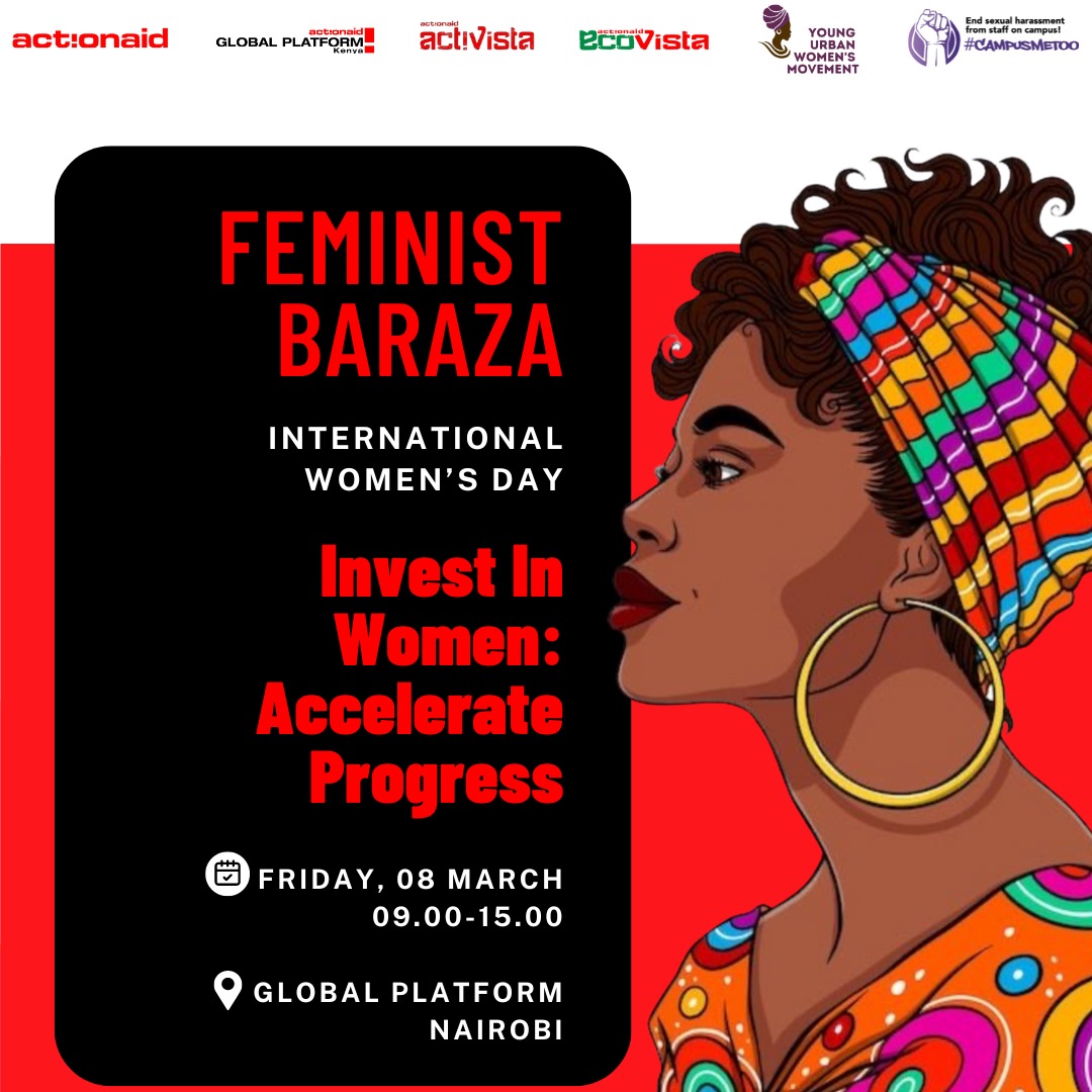 Let us purpose to celebrate women's achievement, raise awareness about discrimination and take action to drive gender parity. #InvestInWomenBaraza