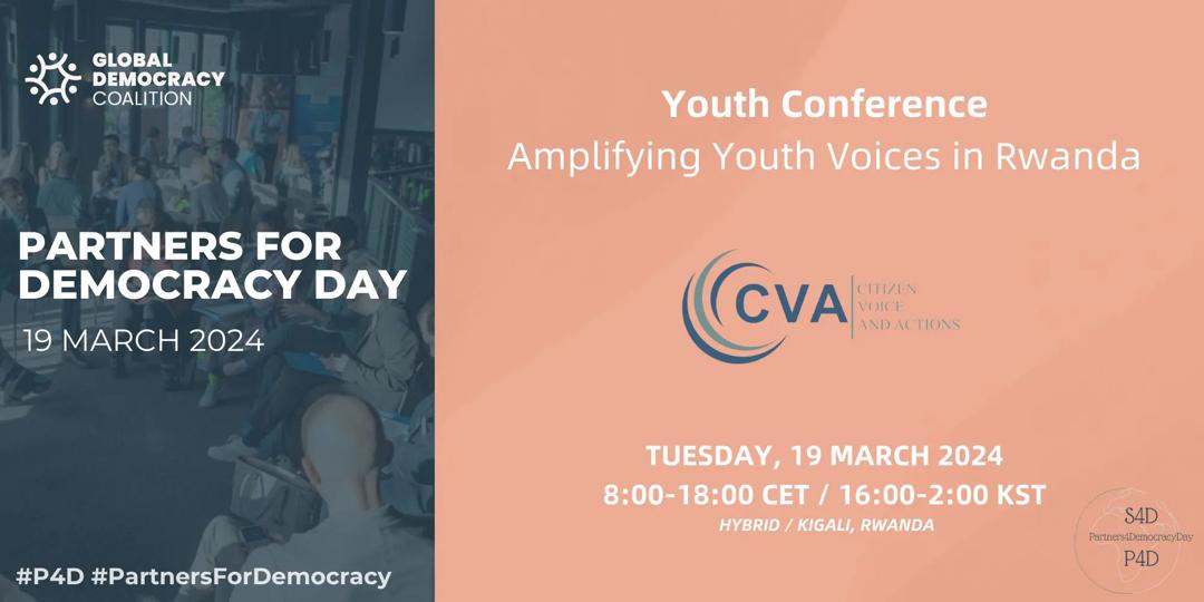 Don't plan 2 miss this #YouthConference which will gather young leaders,civil society organizations,academia, & international #NGOs to #AmplyifyingYouthVoices.

#P4D #PartnersForDemocracy
@GloDemCoalition @NARwanda @NEDemocracy @IDEA_N_America @faryus88 @RwandaYouth @YALINetwork